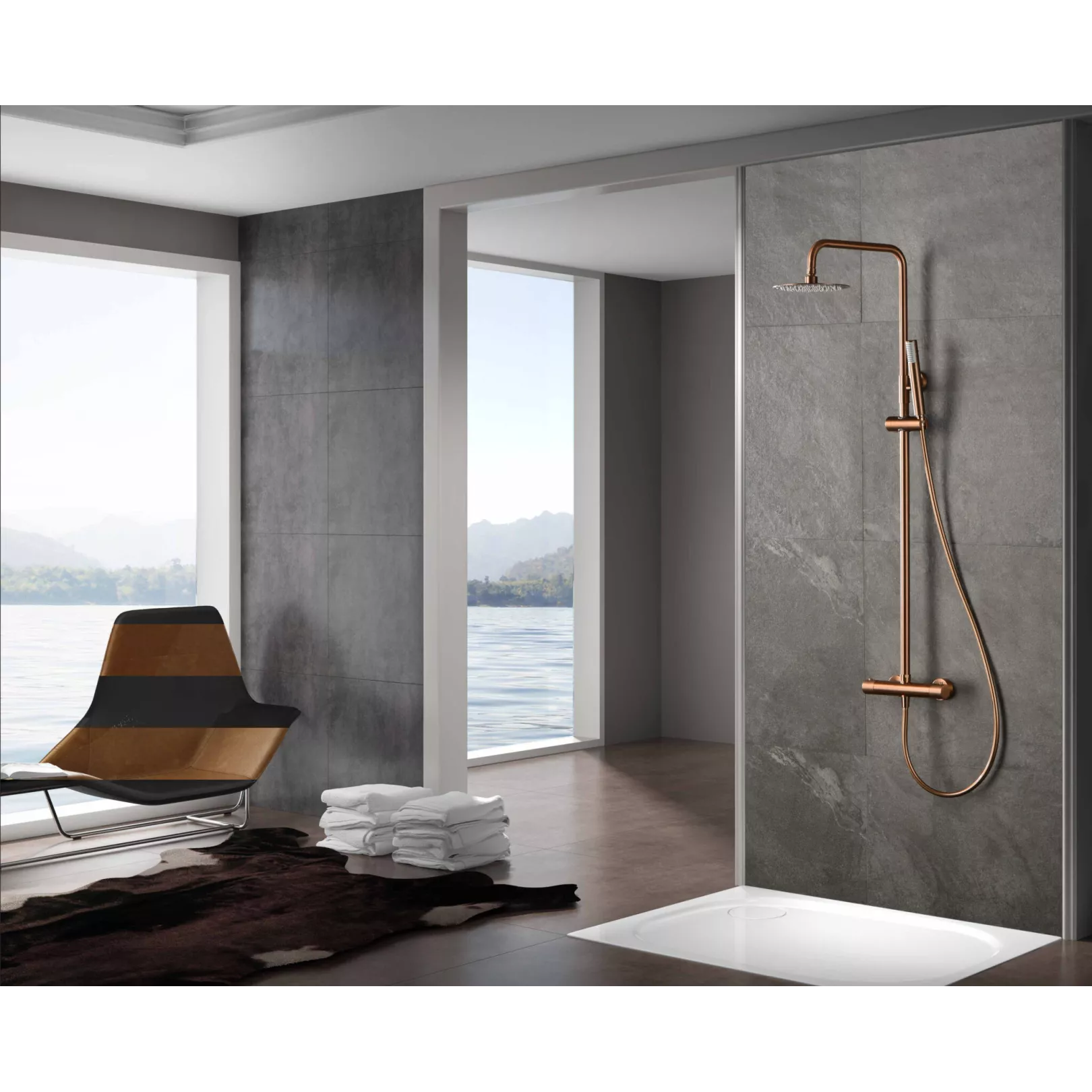 Colonne de douche externe CURVED Thermostatique
