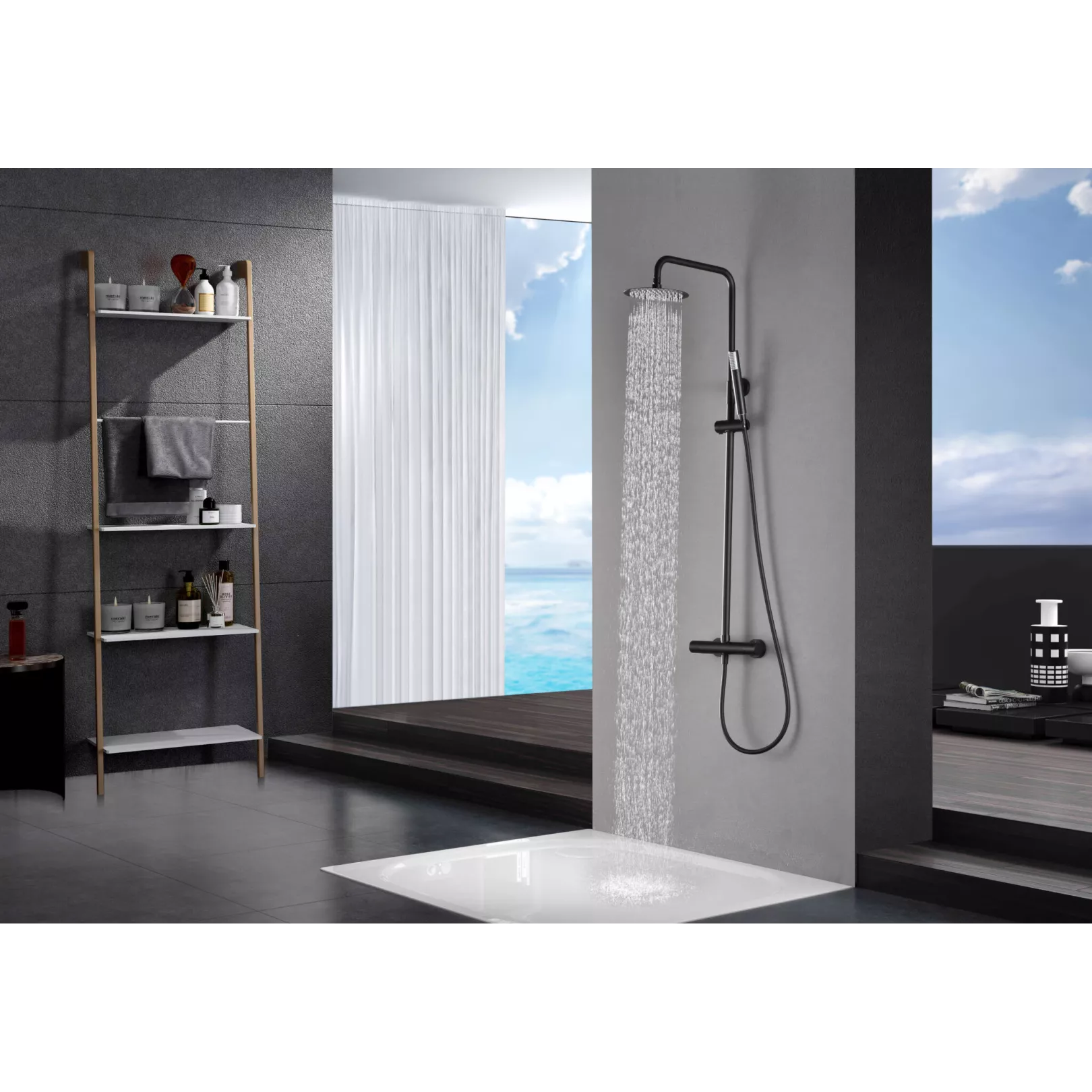 Colonne de douche externe CURVED Thermostatique