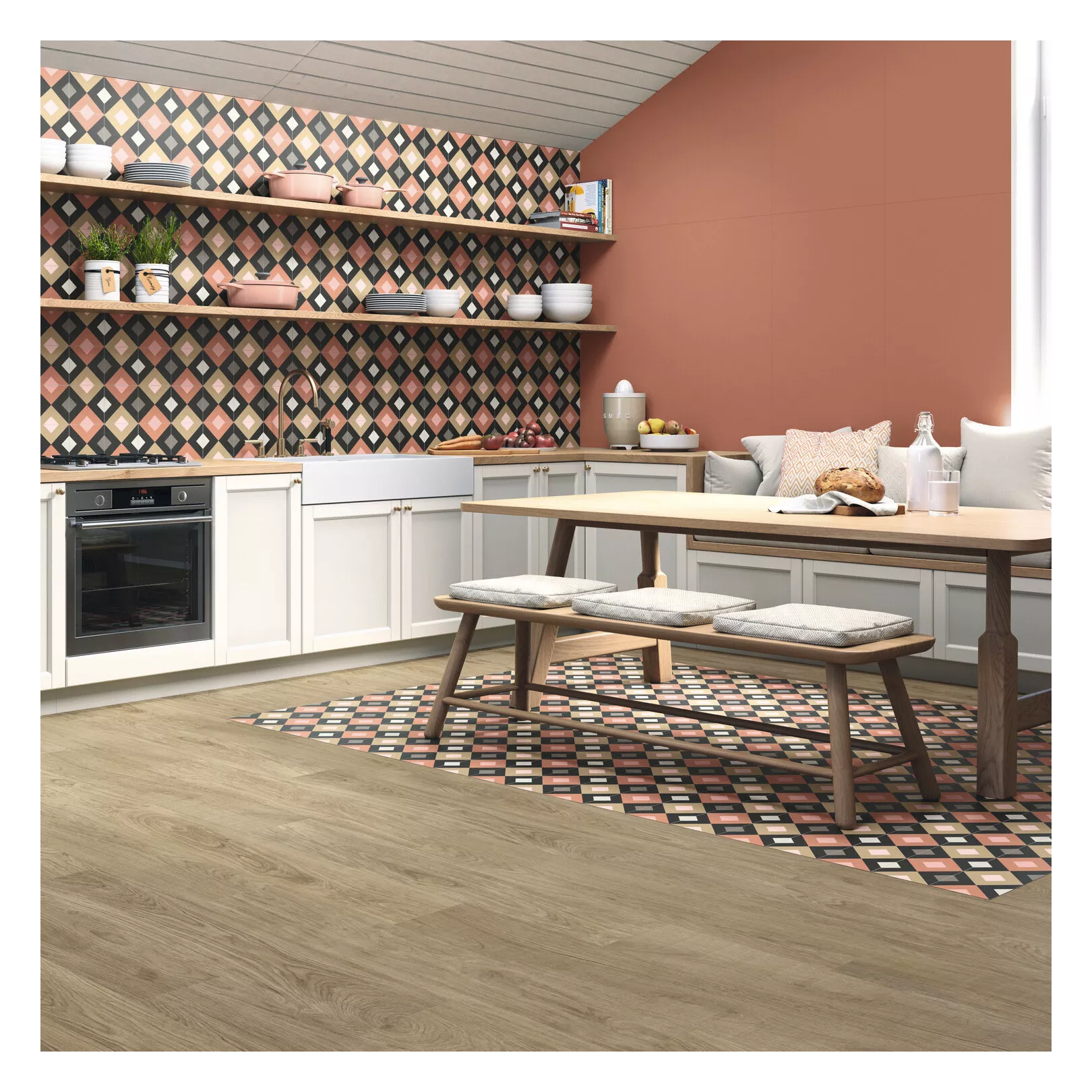 Carrelage grès cérame effet carreau de ciment CROSS