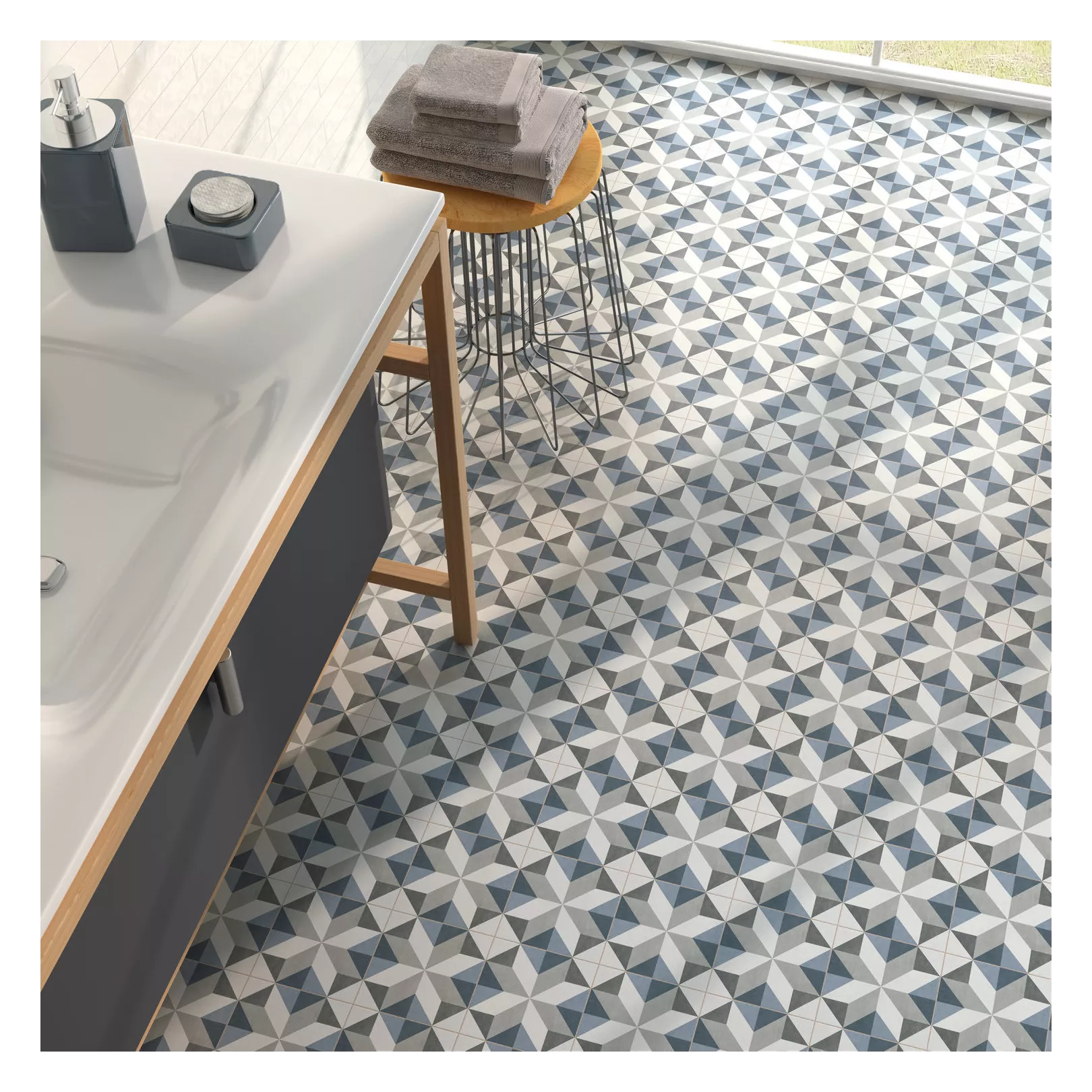 Carrelage grès cérame effet carreau de ciment MANOIR