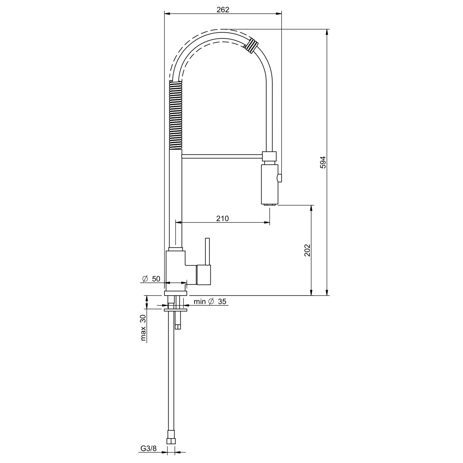 Robinet douchette cuisine mitigeur DESIGN 5501 monotrou à poser