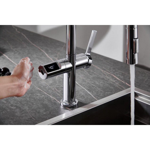 Robinet De Cuisine MGS Milan Vela VE-M - Inox Mat - Montage 1 Trou - Neuf En Boîte
