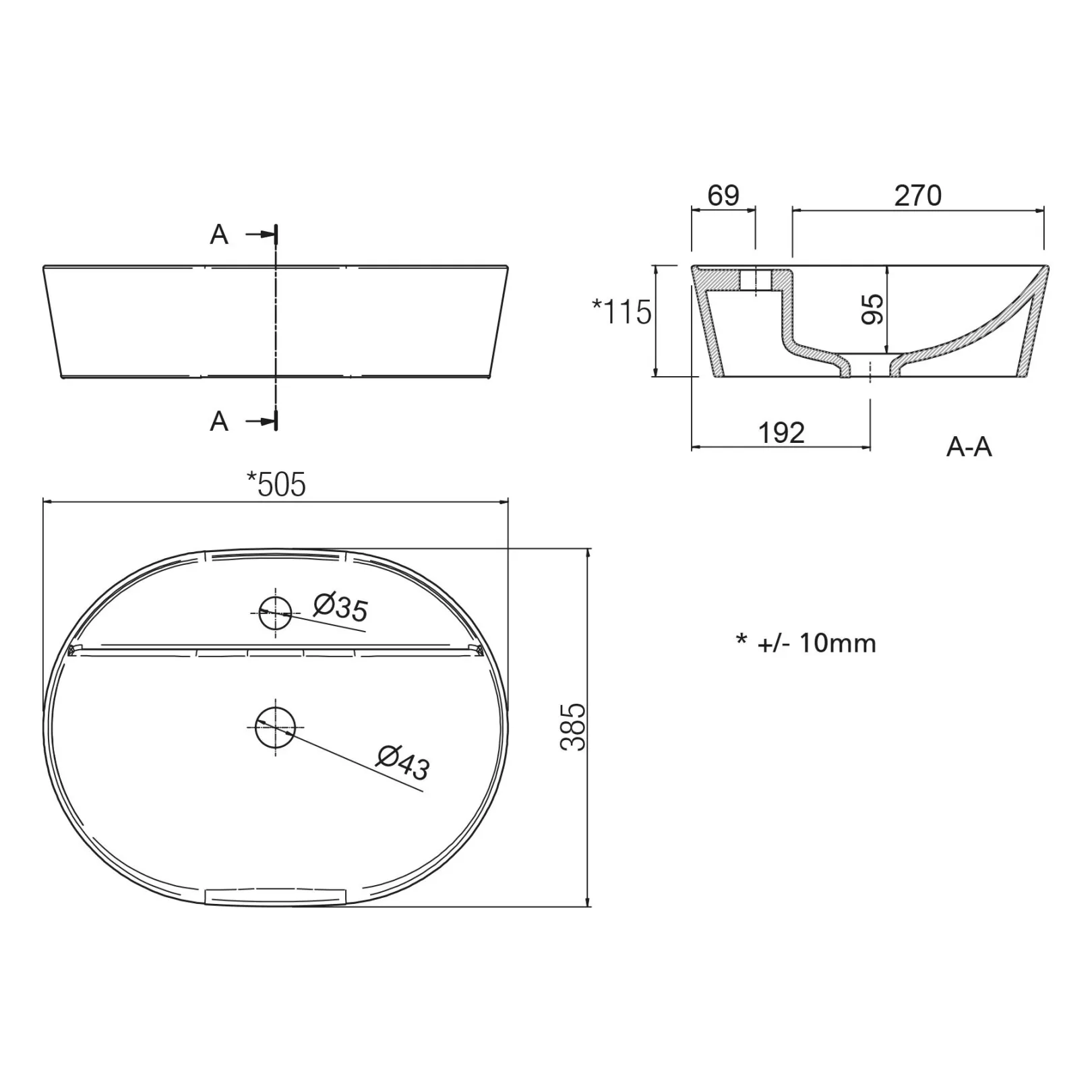 Lavabo, vasque à poser VARMEGA