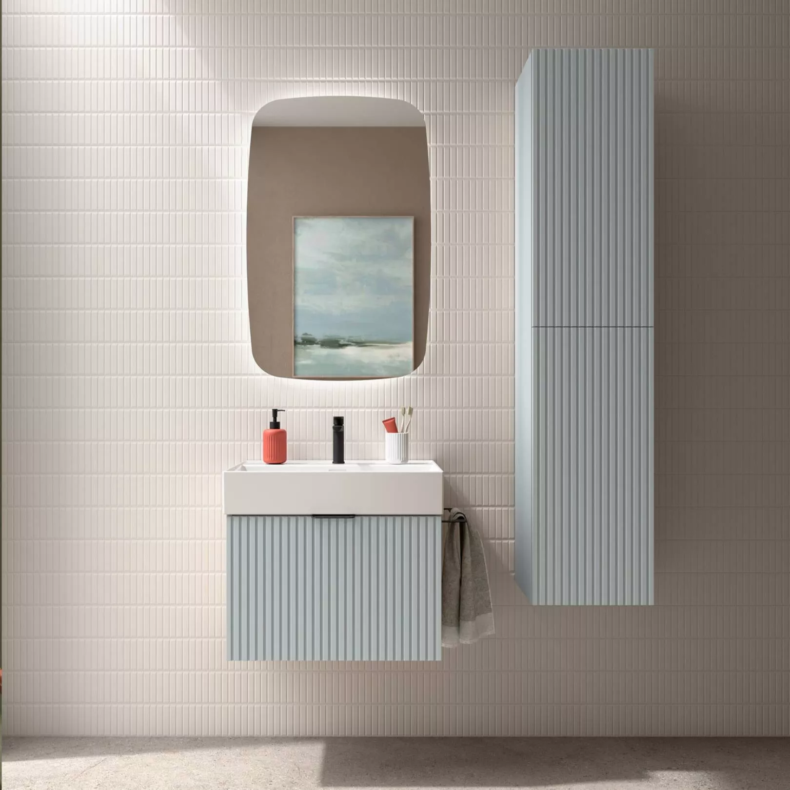 Meuble bain suspendu BANORIGHE 1 tiroir, 11 couleurs, 5 largeurs