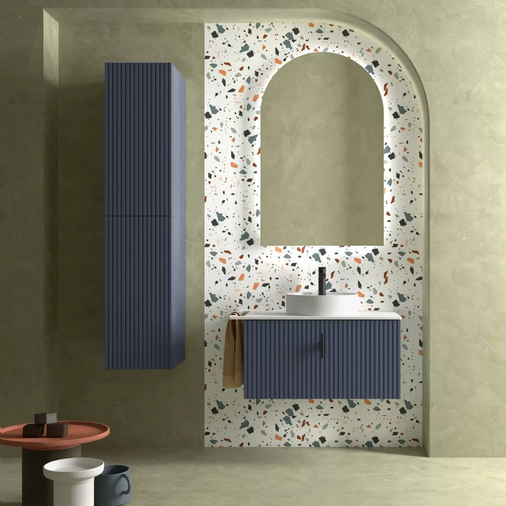 Meuble bain suspendu BANORIGHE 1 tiroir, 11 couleurs, 5 largeurs