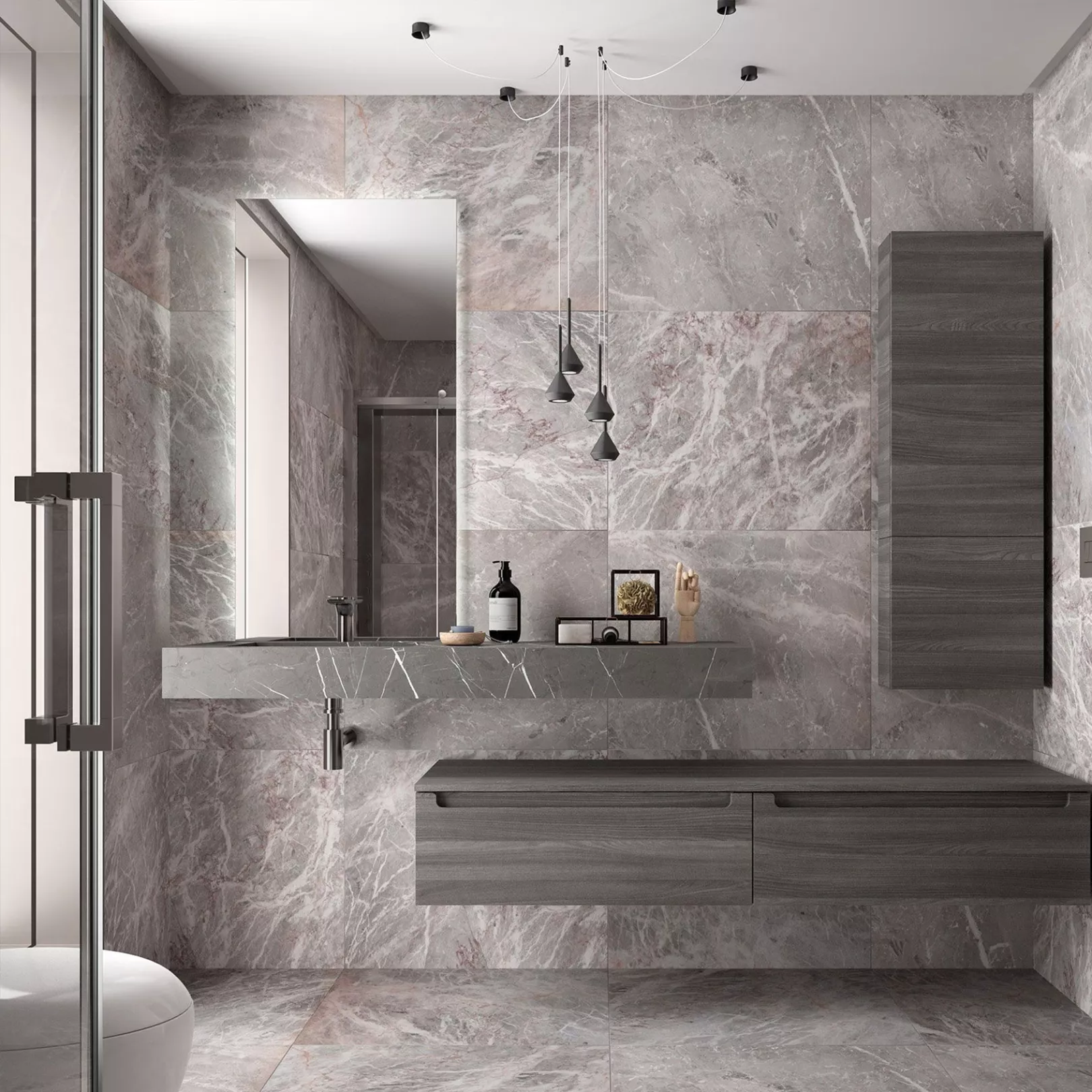 Meuble bain COMPAKT avec vasque intégrée, 5 couleurs, largeur sur mesures, 2 profondeurs