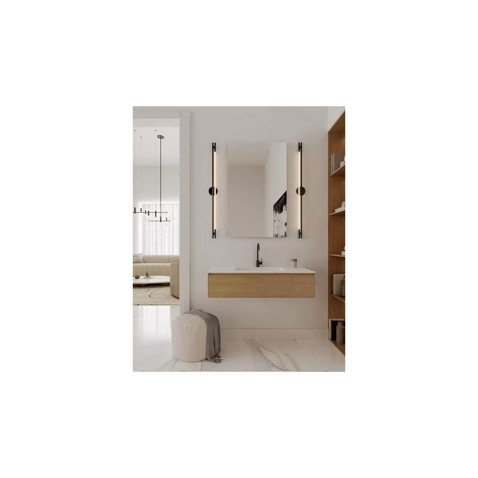 Meuble bain / plan de toilette avec vasque intégrée LOM