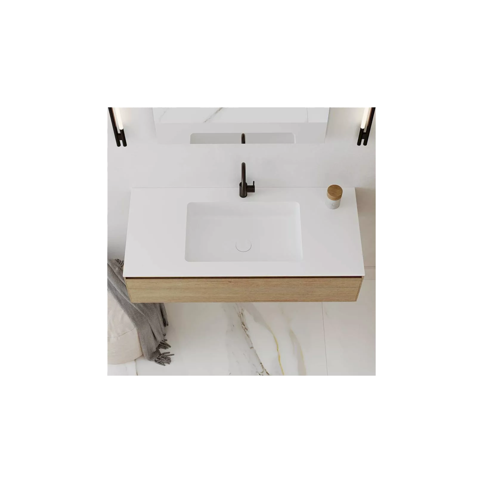 Meuble bain / plan de toilette avec vasque intégrée LOM