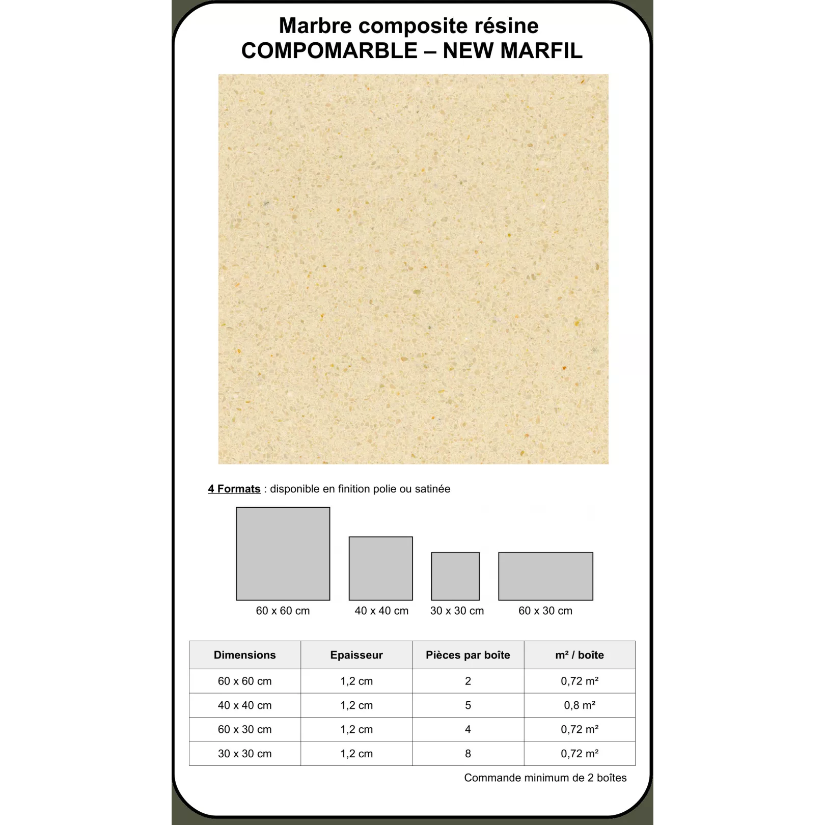 Marbre composite résine COMPOMARBLE NEW MARFIL