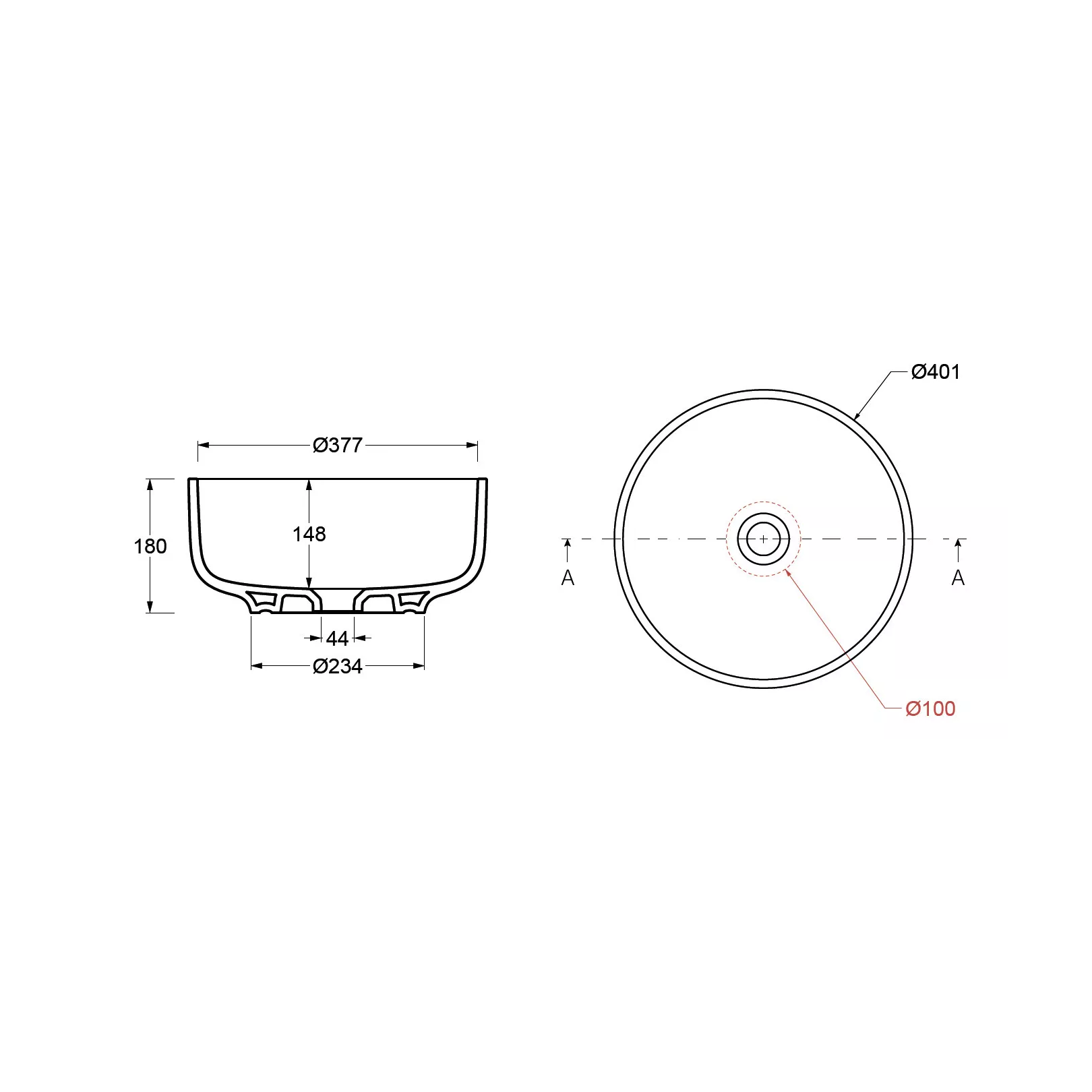 Vasque à poser ronde FONTE Ø40cm Hauteur 18cm