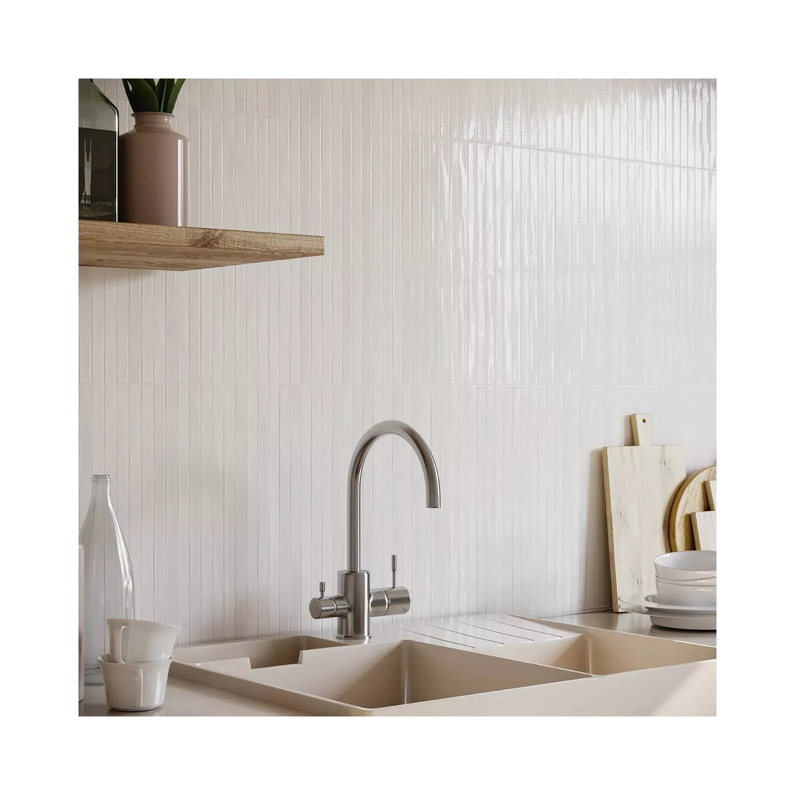 Carrelage mural faïence LONG FINGER  Blanco - Gloss