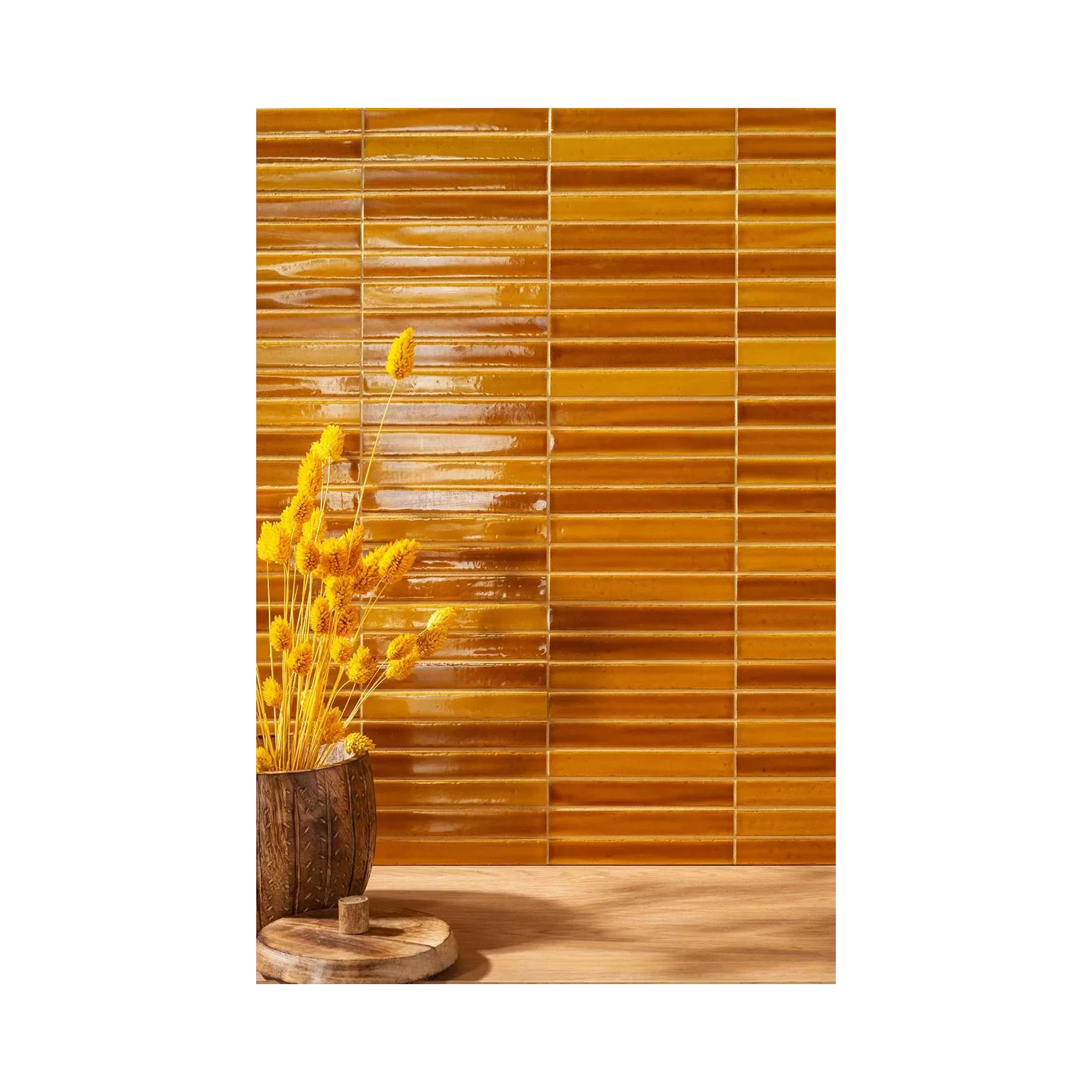 Carrelage mural faïence SHORT FINGER  Mustard - Crackle