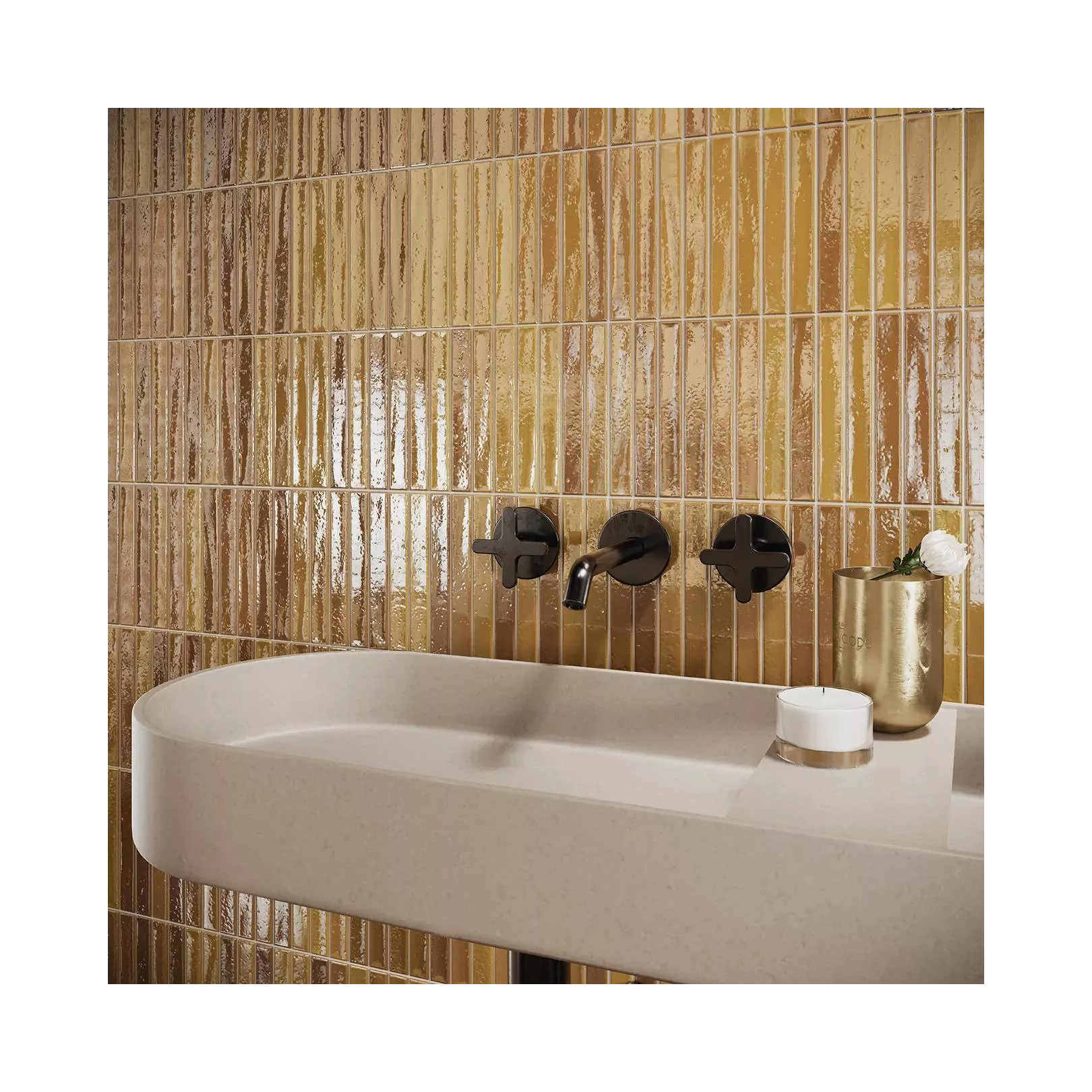Carrelage mural faïence SHORT FINGER  Mustard - Crackle
