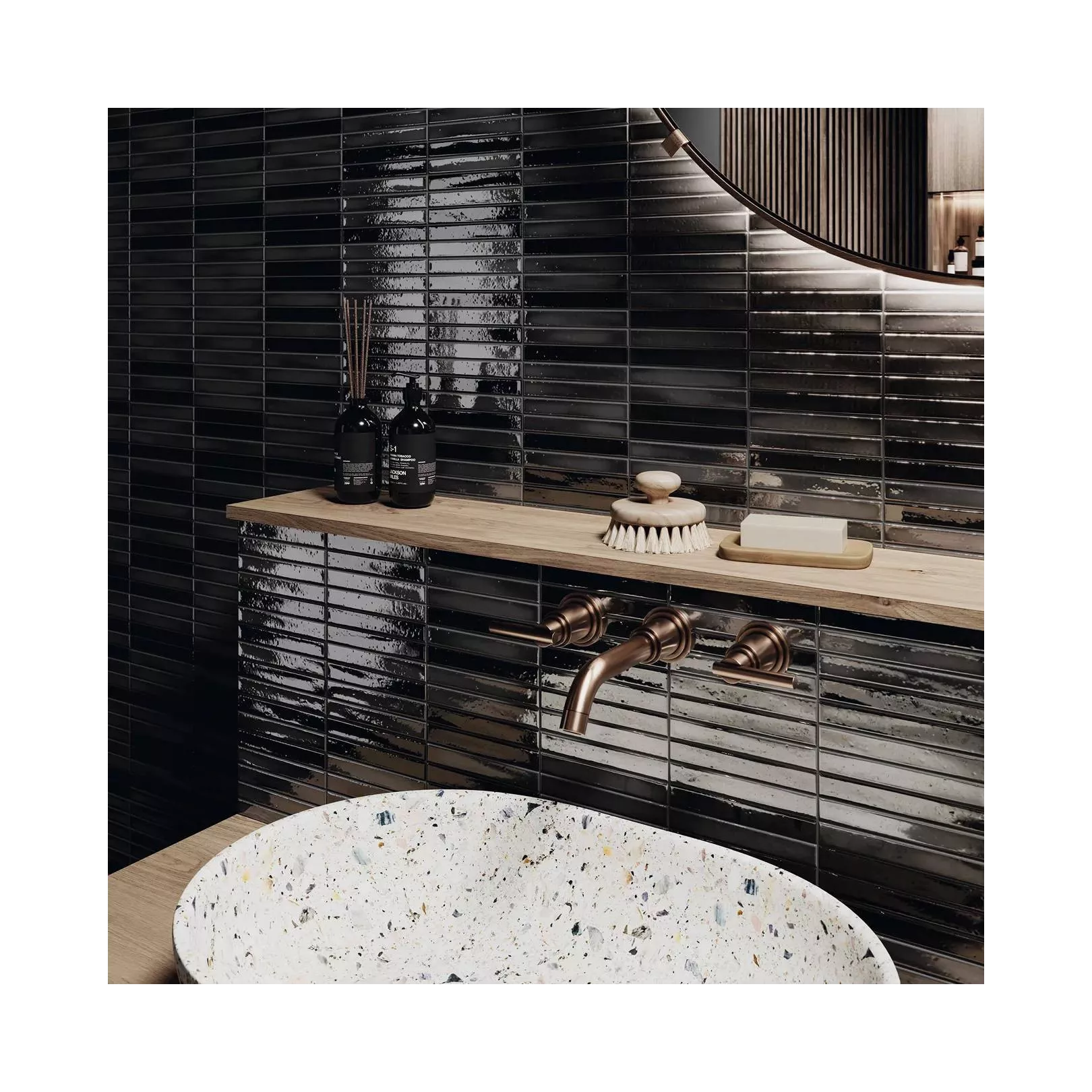 Carrelage mural faïence SHORT FINGER  Azabache - Gloss