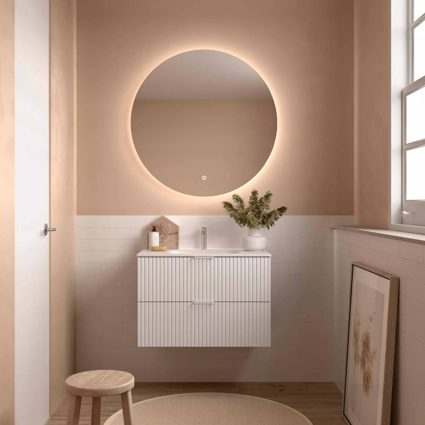 Meuble bain suspendu BANORIGHE 2 tiroirs, 11 couleurs, 5 largeurs