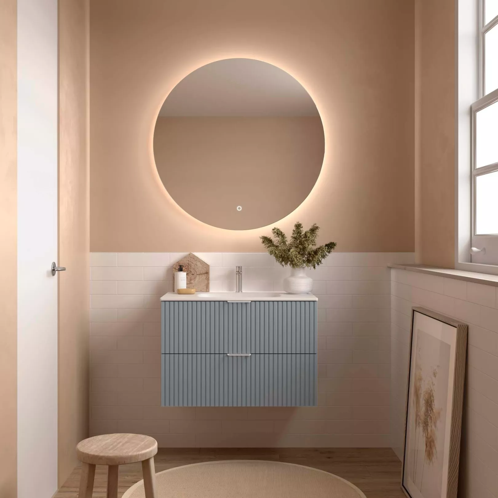 Meuble bain suspendu BANORIGHE 2 tiroirs, 11 couleurs, 5 largeurs