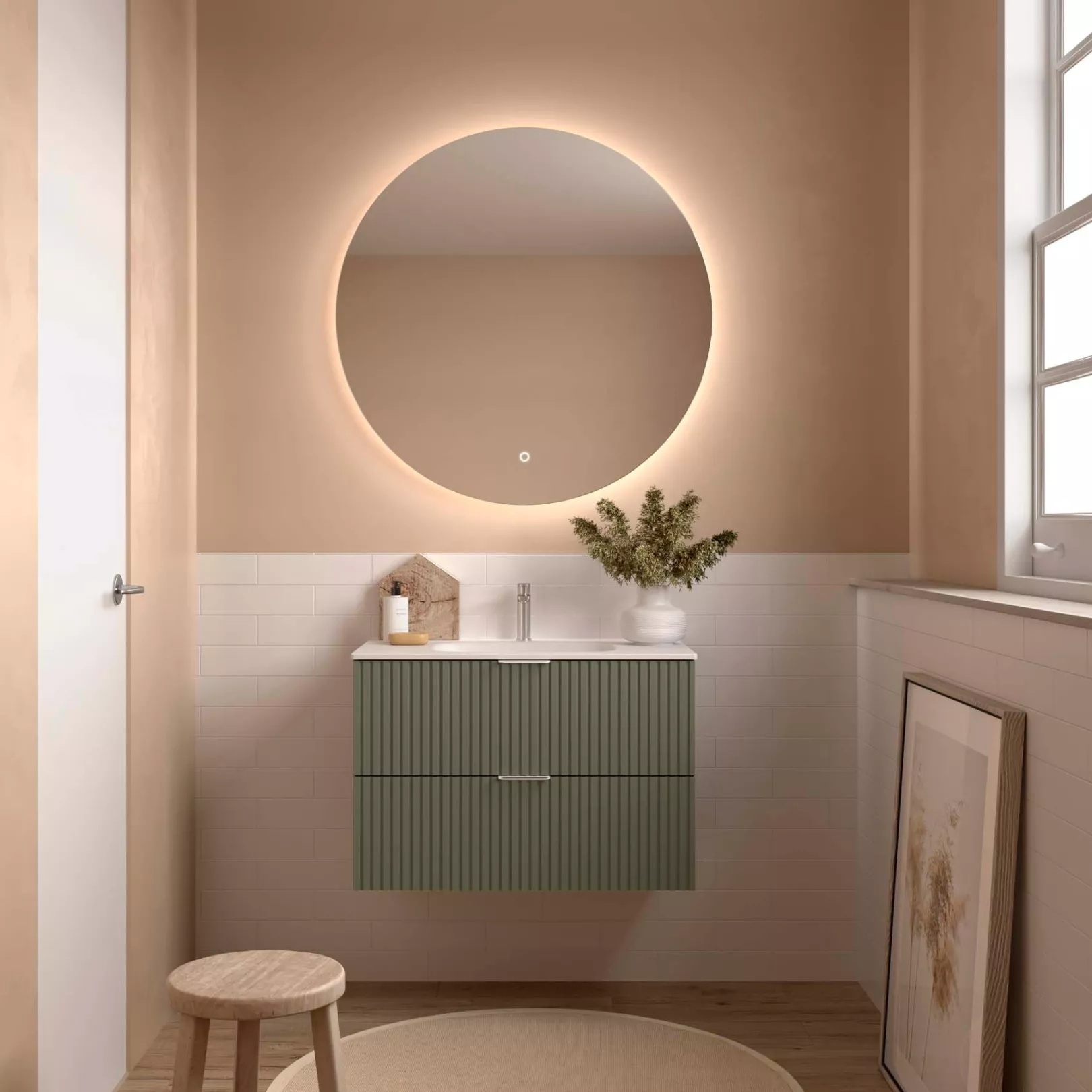 Meuble bain suspendu BANORIGHE 2 tiroirs, 11 couleurs, 5 largeurs