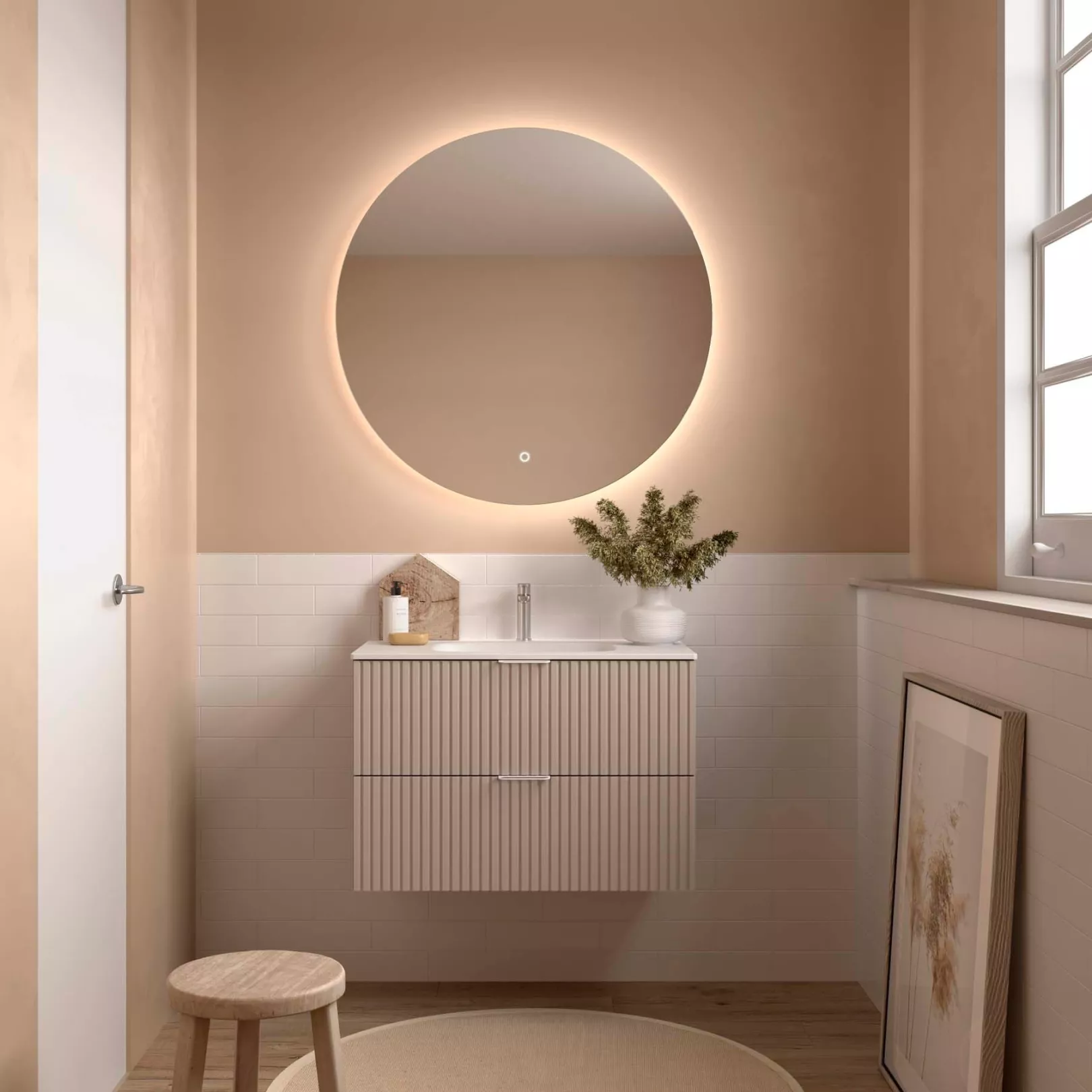 Meuble bain suspendu BANORIGHE 2 tiroirs, 11 couleurs, 5 largeurs