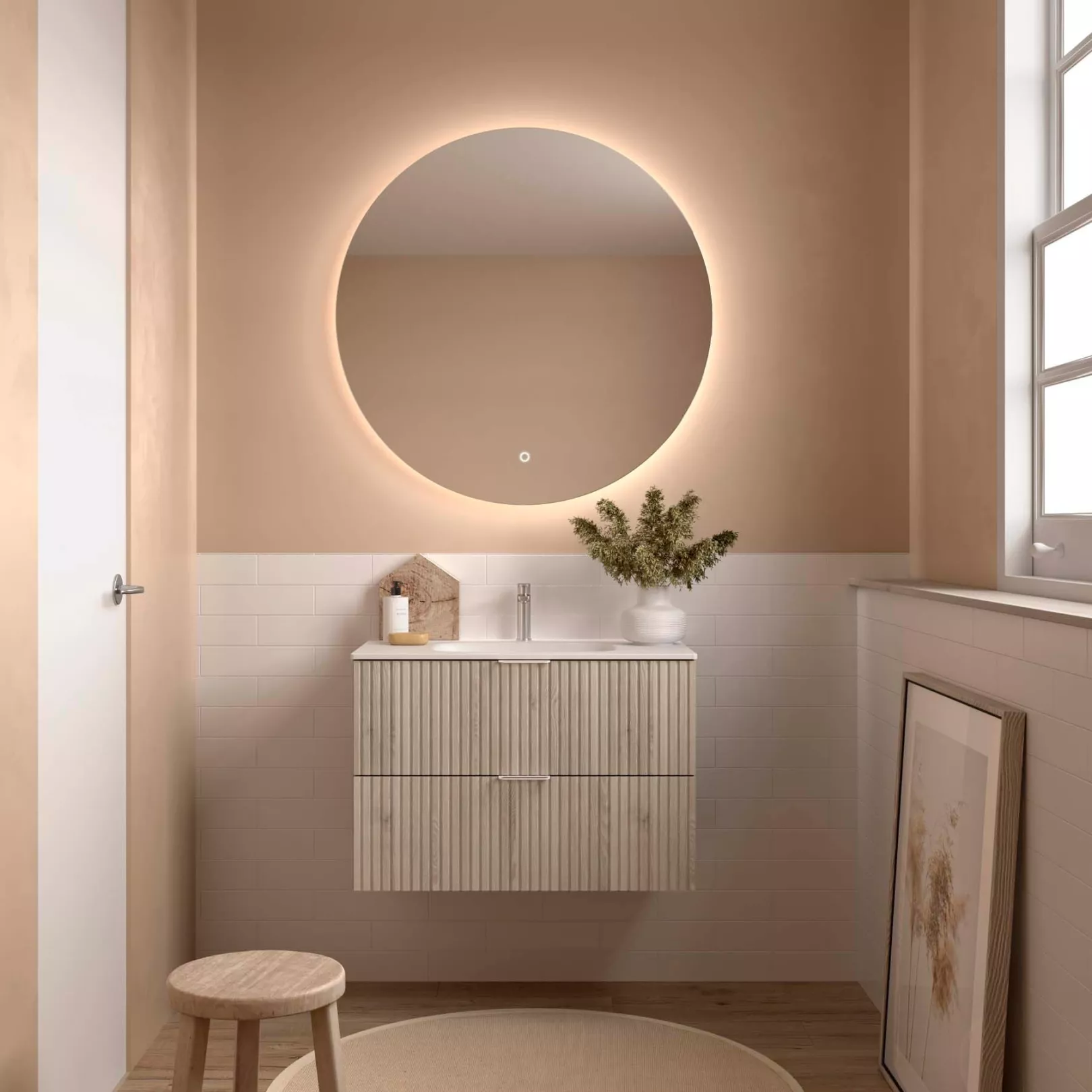 Meuble bain suspendu BANORIGHE 2 tiroirs, 11 couleurs, 5 largeurs