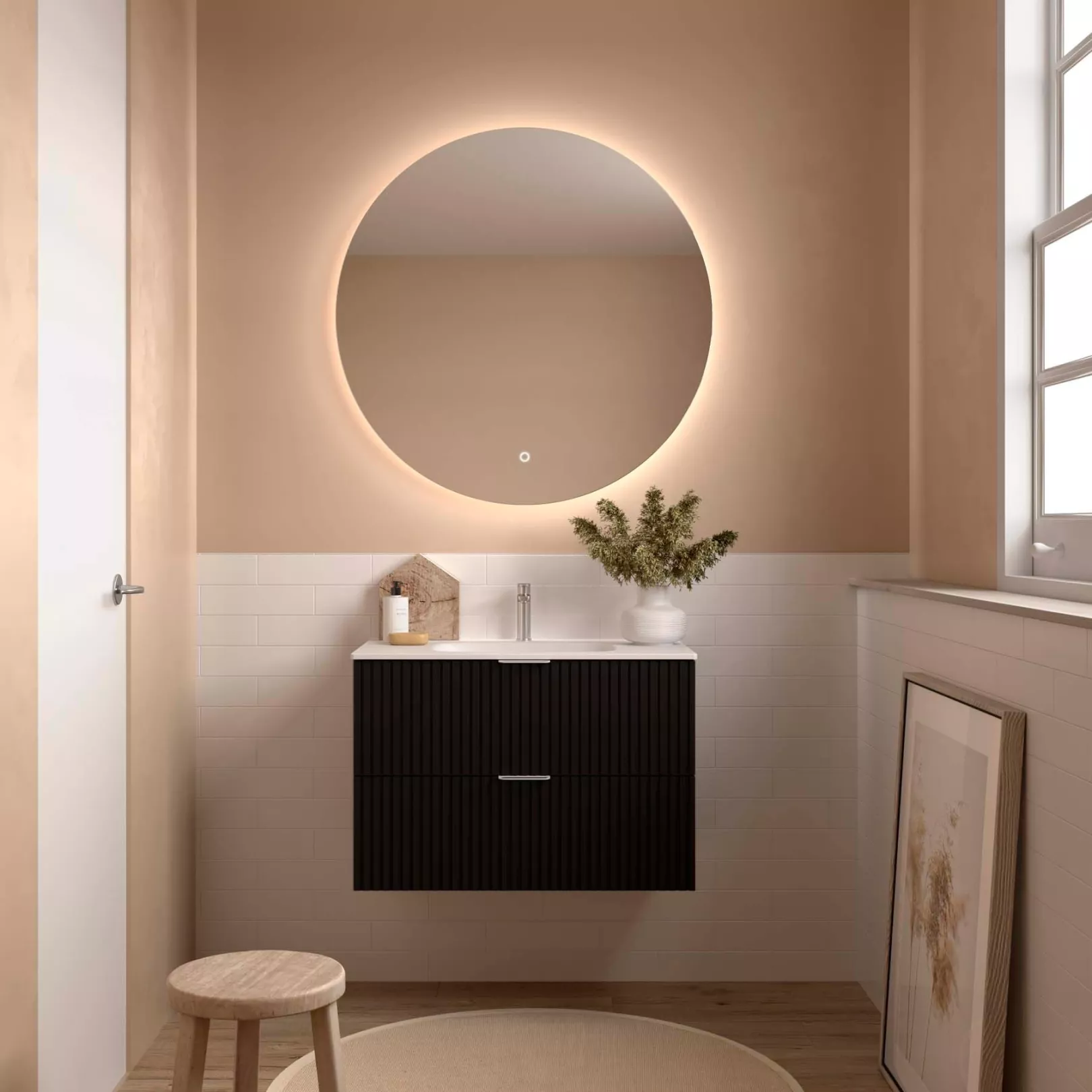 Meuble bain suspendu BANORIGHE 2 tiroirs, 11 couleurs, 5 largeurs