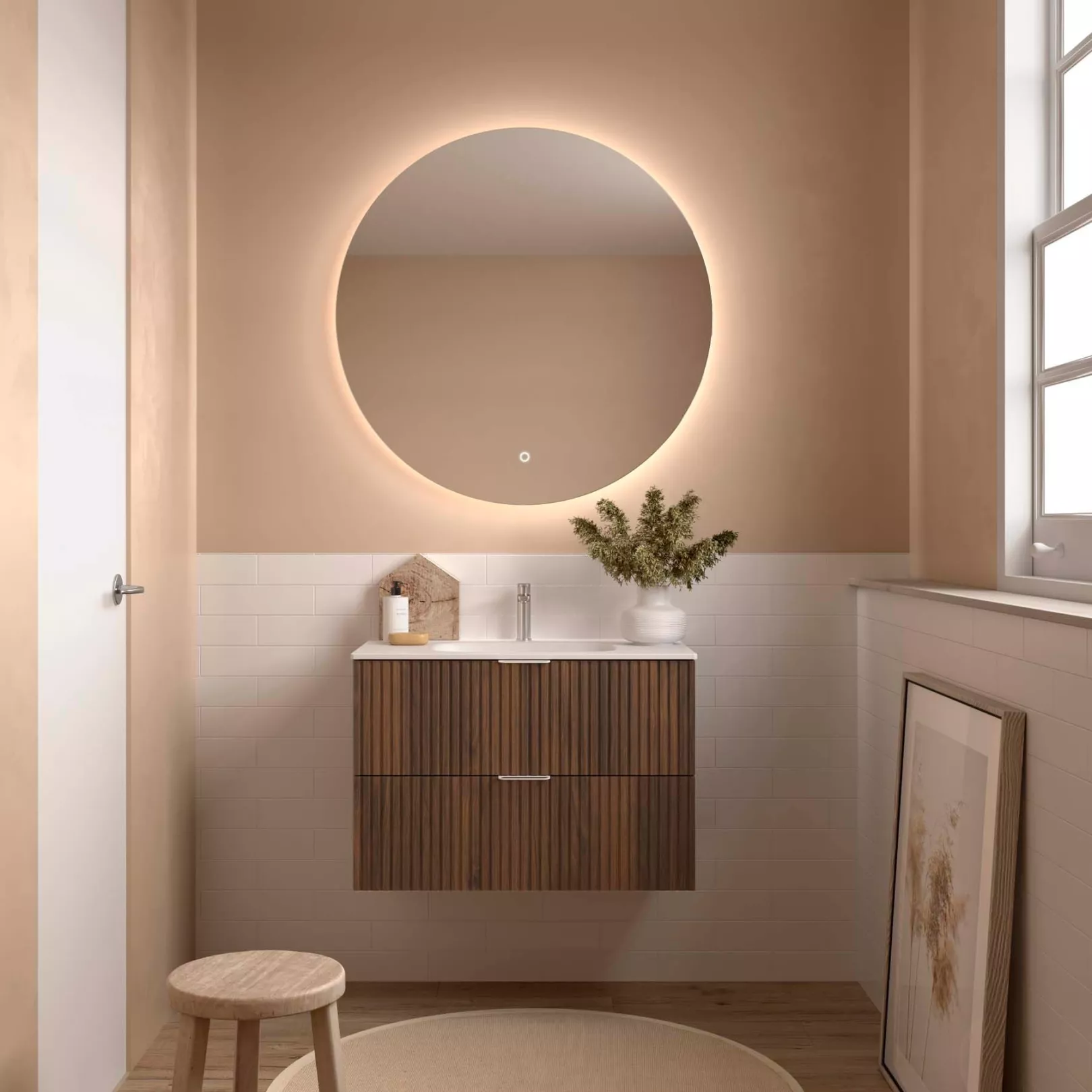 Meuble bain suspendu BANORIGHE 2 tiroirs, 11 couleurs, 5 largeurs