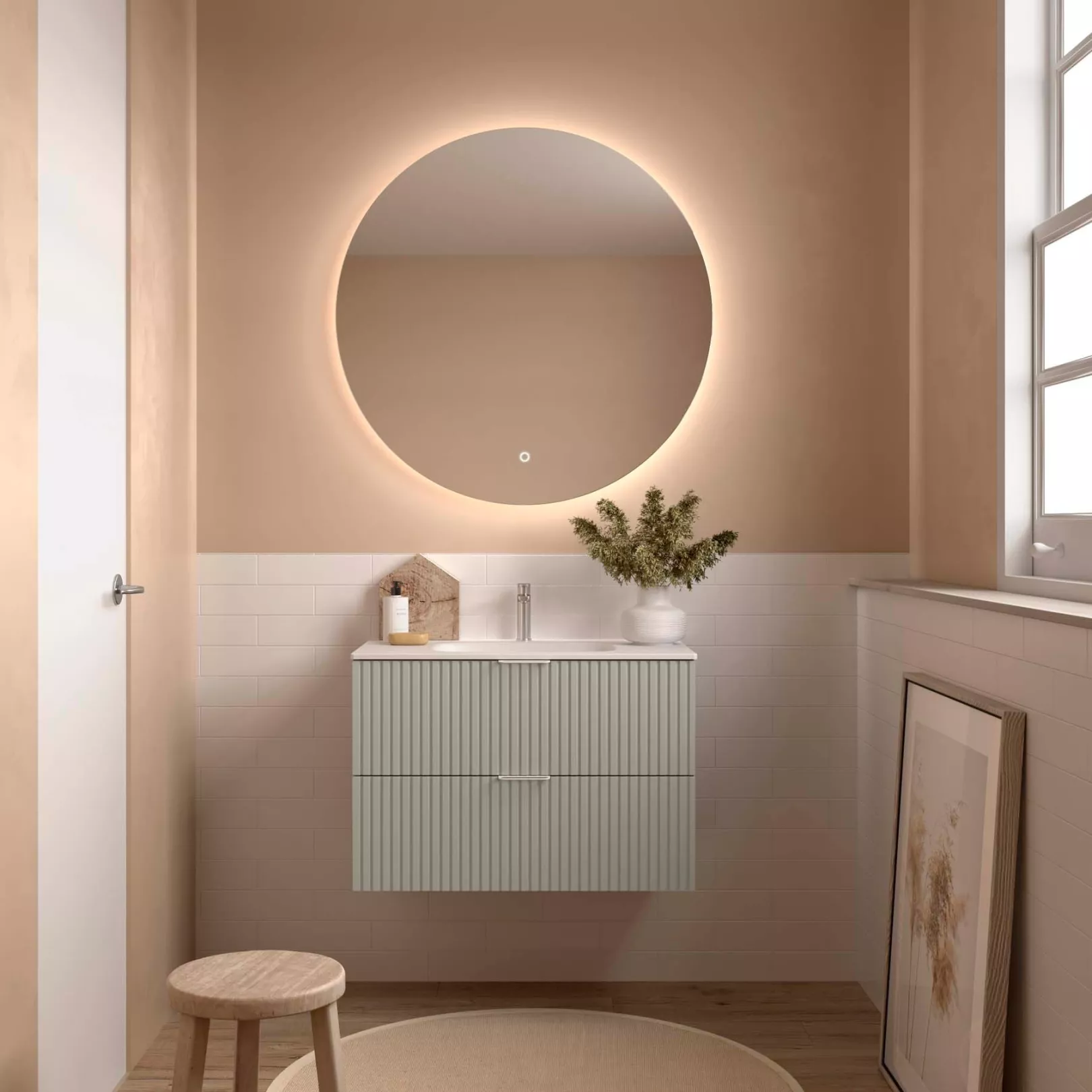 Meuble bain suspendu BANORIGHE 2 tiroirs, 11 couleurs, 5 largeurs