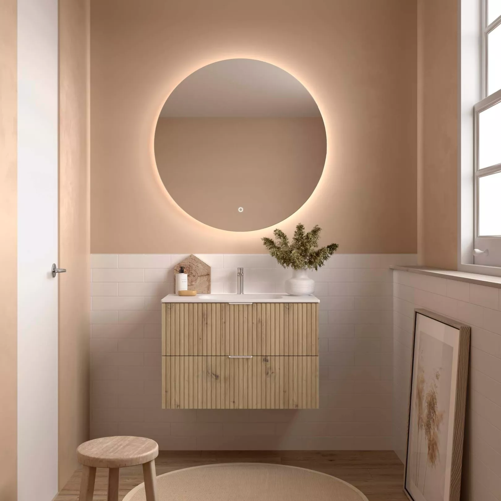 Meuble bain suspendu BANORIGHE 2 tiroirs, 11 couleurs, 5 largeurs