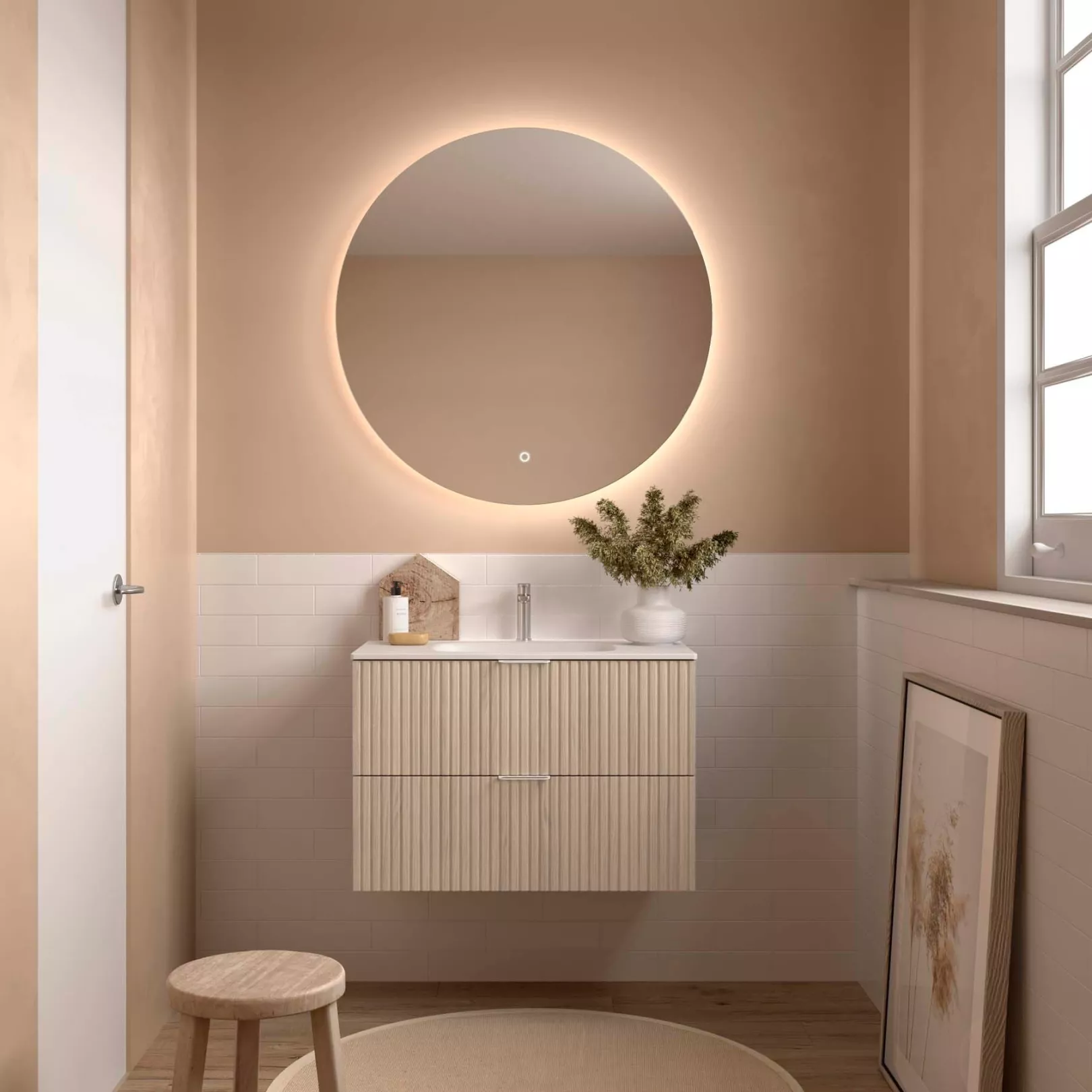 Meuble bain suspendu BANORIGHE 2 tiroirs, 11 couleurs, 5 largeurs
