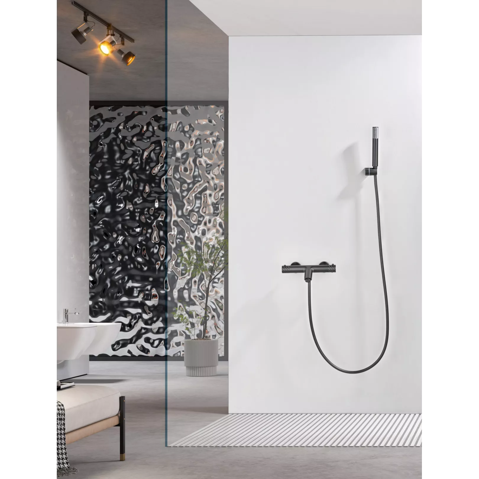Colonne de bain/douche mural encastré TWIST thermostatique
