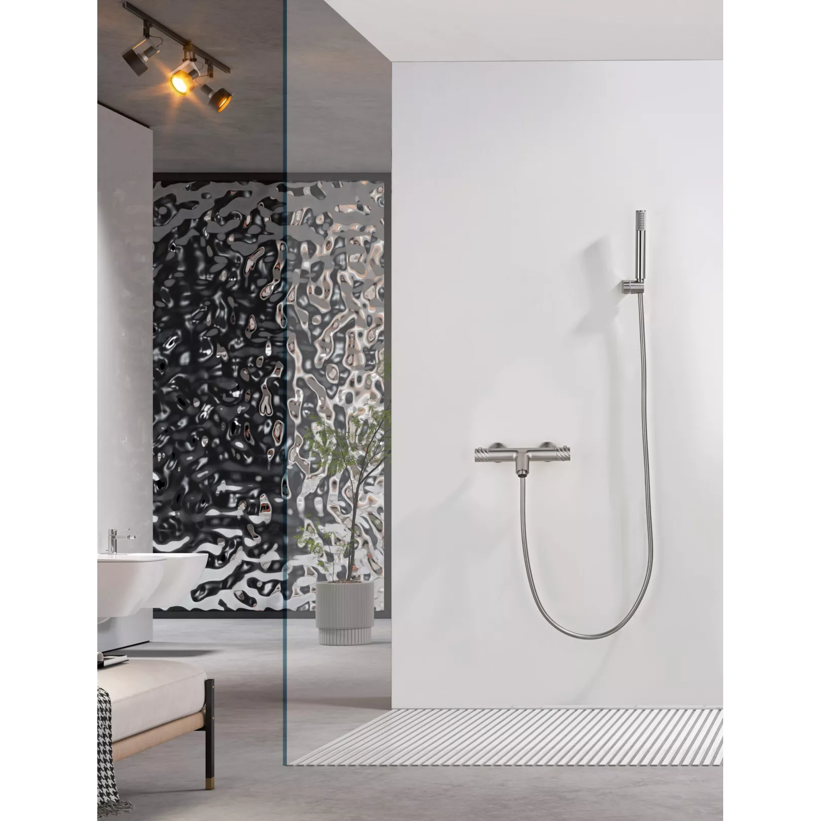 Colonne de bain/douche mural encastré TWIST thermostatique